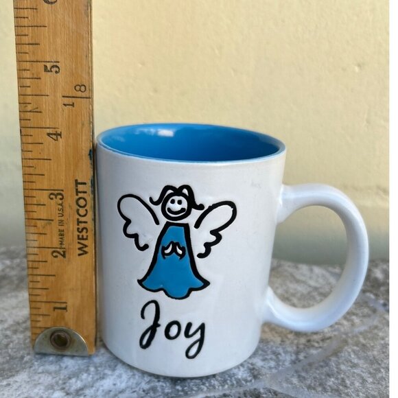 Set Of 3 Holiday-Themed Ceramic Mugs With Colorful Interiors - Peace Joy & Hope - Picture 4 of 12